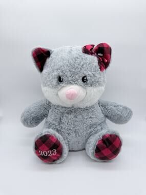 Petsmart 2023 Lucky the Gray Cat Squeaky Dog Toy Stuffed Animal Plush 12"